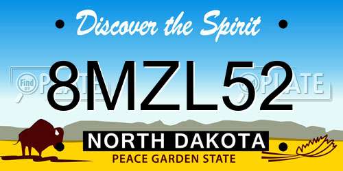 8MZL52 North Dakota License Plate
