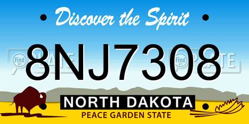 8NJ7308 North Dakota License Plate