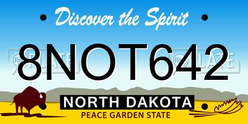 8NOT642 North Dakota License Plate