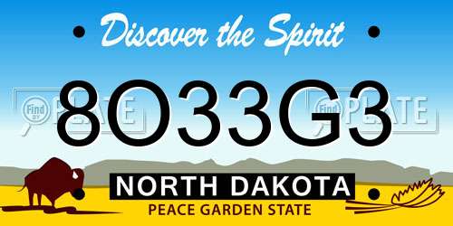 8O33G3 North Dakota License Plate