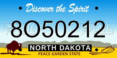8O50212 North Dakota License Plate