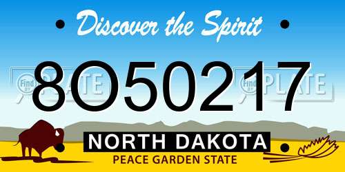 8O50217 North Dakota License Plate