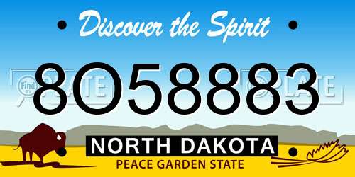 8O58883 North Dakota License Plate