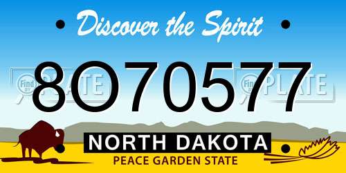 8O70577 North Dakota License Plate