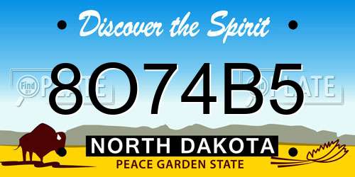 8O74B5 North Dakota License Plate