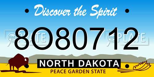 8O80712 North Dakota License Plate