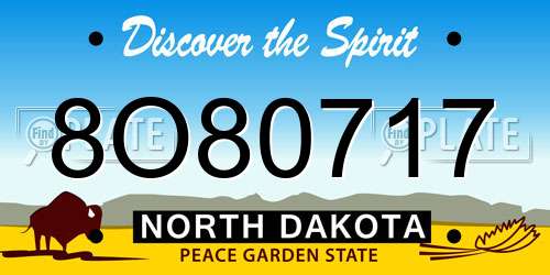 8O80717 North Dakota License Plate