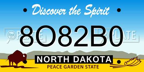 8O82B0 North Dakota License Plate