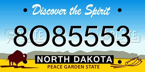 8O85553 North Dakota License Plate