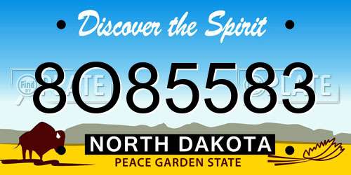 8O85583 North Dakota License Plate