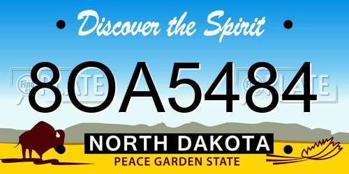8OA5484 North Dakota License Plate