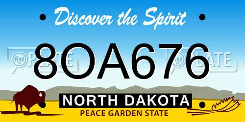8OA676 North Dakota License Plate