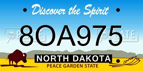 8OA975 North Dakota License Plate