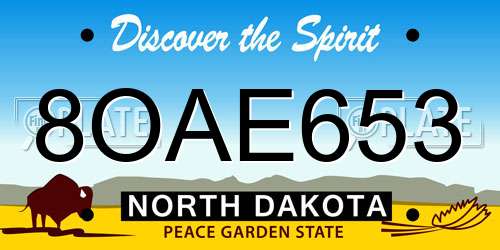 8OAE653 North Dakota License Plate