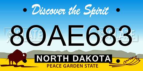 8OAE683 North Dakota License Plate