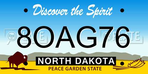 8OAG76 North Dakota License Plate