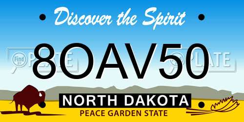 8OAV50 North Dakota License Plate