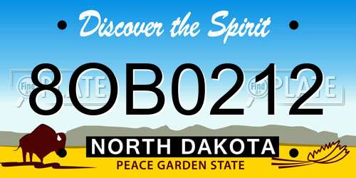8OB0212 North Dakota License Plate