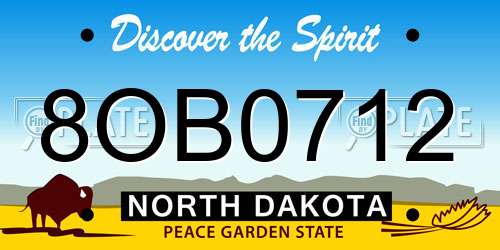 8OB0712 North Dakota License Plate