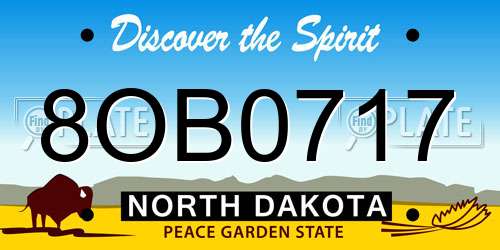 8OB0717 North Dakota License Plate