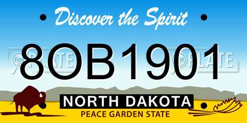 8OB1901 North Dakota License Plate