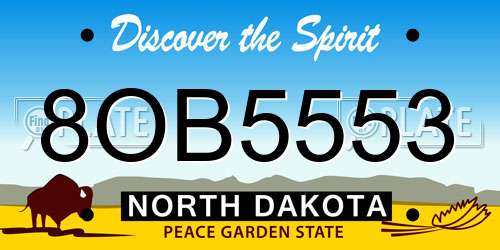 8OB5553 North Dakota License Plate