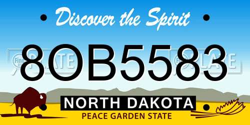 8OB5583 North Dakota License Plate