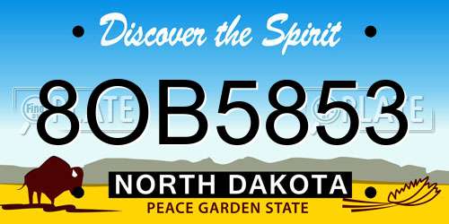 8OB5853 North Dakota License Plate