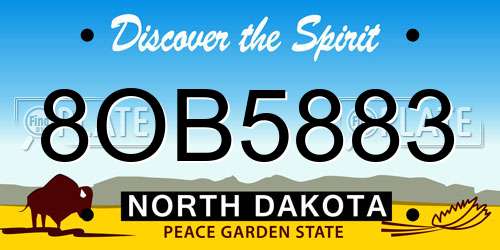 8OB5883 North Dakota License Plate