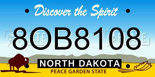 8OB8108 North Dakota License Plate
