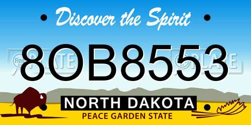 8OB8553 North Dakota License Plate
