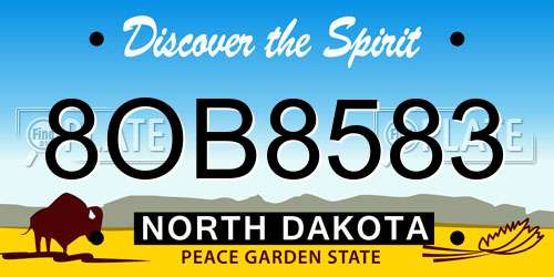 8OB8583 North Dakota License Plate