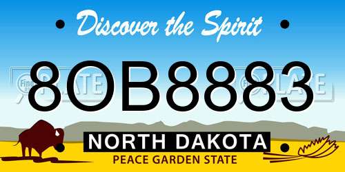 8OB8883 North Dakota License Plate