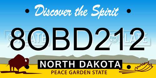 8OBD212 North Dakota License Plate