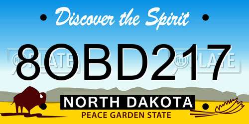 8OBD217 North Dakota License Plate