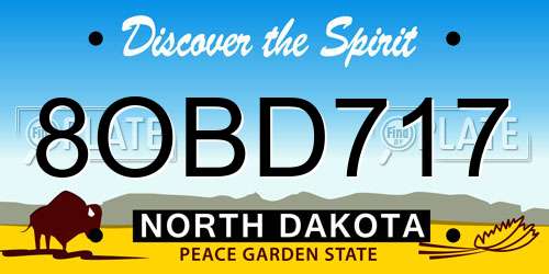 8OBD717 North Dakota License Plate