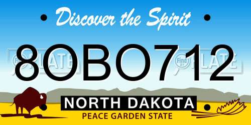 8OBO712 North Dakota License Plate