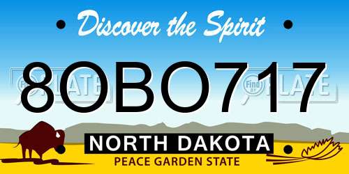 8OBO717 North Dakota License Plate