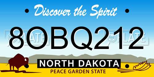 8OBQ212 North Dakota License Plate