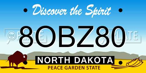 8OBZ80 North Dakota License Plate