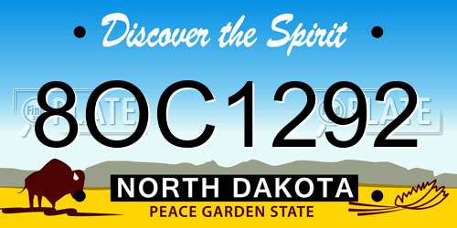 8OC1292 North Dakota License Plate