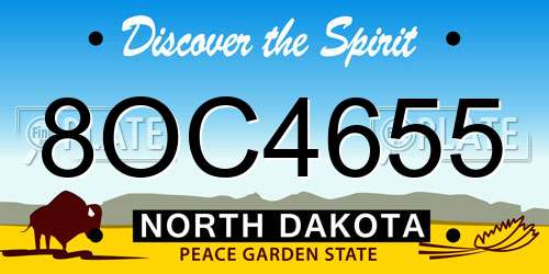 8OC4655 North Dakota License Plate