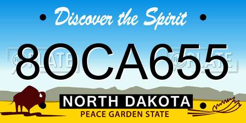 8OCA655 North Dakota License Plate
