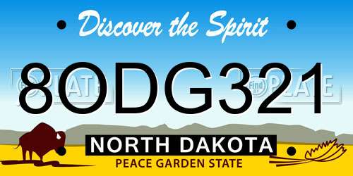 8ODG321 North Dakota License Plate