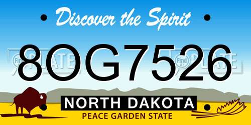 8OG7526 North Dakota License Plate