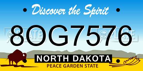 8OG7576 North Dakota License Plate