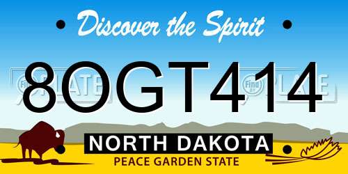 8OGT414 North Dakota License Plate