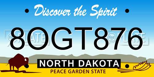 8OGT876 North Dakota License Plate