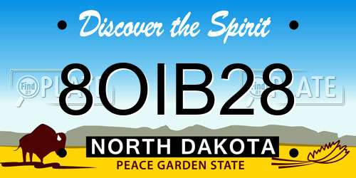 8OIB28 North Dakota License Plate