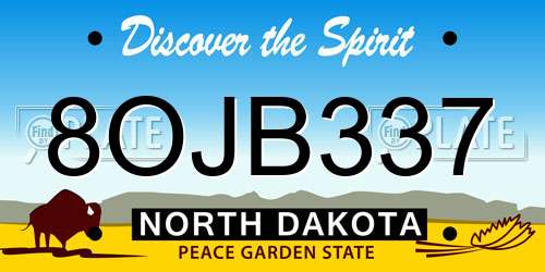 8OJB337 North Dakota License Plate